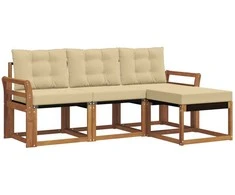 Lauko sofos komplektas su pagalve 4 pcs Natūralus ir bežinis