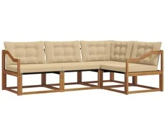 Lauko sofos komplektas su pagalve 4 pcs Natūralus ir bežinis