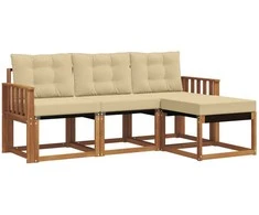 Lauko sofos komplektas su pagalve 4 pcs Natūralus ir bežinis