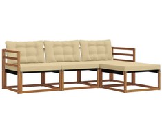 Lauko sofos komplektas su pagalve 4 pcs Natūralus ir bežinis