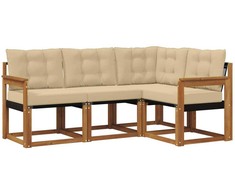 Lauko sofos komplektas su pagalve 4 pcs Natūralus ir bežinis