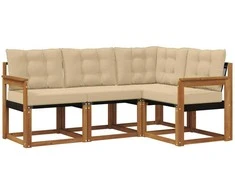Lauko sofos komplektas su pagalve 4 pcs Natūralus ir bežinis