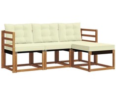 Lauko sofos komplektas su pagalve 4 pcs Natūralus ir grietinėlė