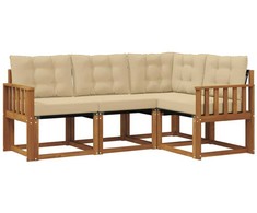 Lauko sofos komplektas su pagalve 4 pcs Natūralus ir bežinis