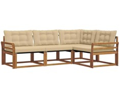 Lauko sofos komplektas su pagalve 4 pcs Natūralus ir bežinis