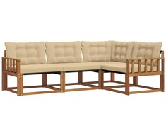 Lauko sofos komplektas su pagalve 4 pcs Natūralus ir bežinis
