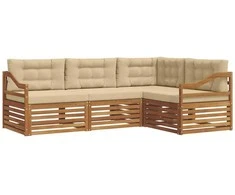Lauko sofos komplektas su pagalve 4 pcs Natūralus ir bežinis