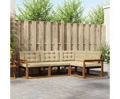 Sofa Lauko sofos komplektas su pagalve 4 pcs Natūralus ir bežinis