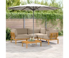 Sofos komplektas su pagalve 4 pcs Taupe Kietos akacijos mediena