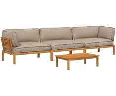 Lauko baldų komplektas Sofos komplektas su pagalve 4 pcs Taupe Kietos akacijos mediena