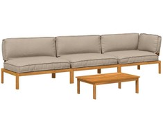 Lauko baldų komplektas Sofos komplektas su pagalve 4 pcs Taupe Kietos akacijos mediena