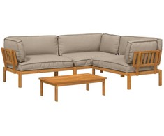 Sofos komplektas su pagalve 4 pcs Taupe Kietos akacijos mediena