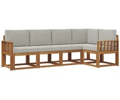 Sofa Lauko sofos komplektas 5 pcs Natūrali ir šviesiai pilka