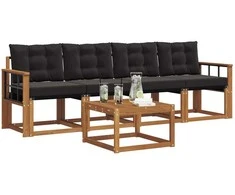 Lauko sofos komplektas su pagalve 5 pcs Natūrali ir juoda