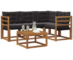 Lauko sofos komplektas 5 pcs Natūrali ir juoda