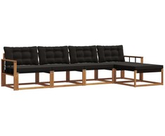 Lauko sofos komplektas su pagalve 5 pcs Natūrali ir juoda