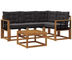 Lauko sofos komplektas 5 vnt. Natūrali ir juoda