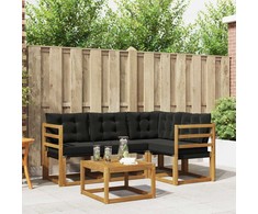 Lauko sofos komplektas 5 pcs Natūrali ir juoda
