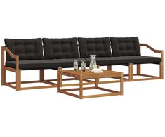 Lauko sofos komplektas su pagalve 5 pcs Natūrali ir juoda