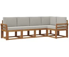 Sofa Lauko sofos komplektas 5 pcs Natūrali ir šviesiai pilka