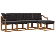 Lauko sofos komplektas su pagalve 5 pcs Natūrali ir juoda