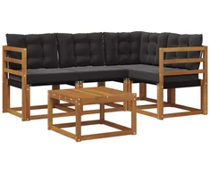 Lauko sofos komplektas 5 vnt. Natūrali ir juoda