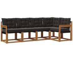 Lauko sofos komplektas su pagalve 5 pcs Natūrali ir juoda