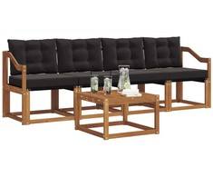 Lauko sofos komplektas su pagalve 5 pcs Natūrali ir juoda