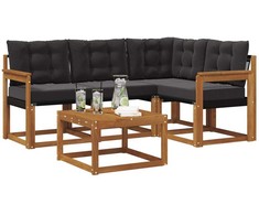 Lauko sofos komplektas su pagalve 5 pcs Natūrali ir juoda