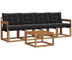 Lauko sofos komplektas 5 vnt. Natūrali ir juoda
