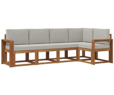 Sofa Lauko sofos komplektas 5 pcs Natūrali ir šviesiai pilka