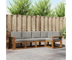 Sofa Lauko sofos komplektas 5 pcs Natūrali ir šviesiai pilka