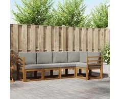 Sofa Lauko sofos komplektas 5 pcs Natūrali ir šviesiai pilka