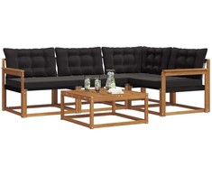 Lauko sofos komplektas su pagalve 5 pcs Natūrali ir juoda