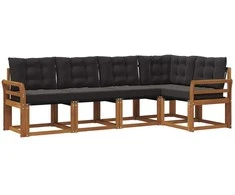 Lauko sofos komplektas su pagalve 5 pcs Natūrali ir juoda
