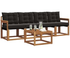 Lauko sofos komplektas su pagalve 5 pcs Natūrali ir juoda