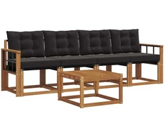 Lauko sofos komplektas 5 vnt. Natūrali ir juoda