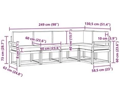 Sofa Lauko sofos komplektas 5 vnt. Natūrali ir šviesiai pilka