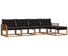 Lauko sofos komplektas su pagalve 5 pcs Natūrali ir juoda