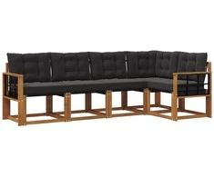 Lauko sofos komplektas su pagalve 5 pcs Natūrali ir juoda