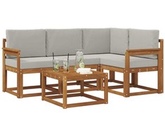 Lauko sofos komplektas 5 pcs Natūrali ir šviesiai pilka