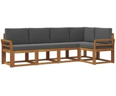 Lauko sofos komplektas su pagalve 5 pcs Natūralus ir antracitas