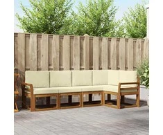 Sofa Lauko sofos komplektas su pagalve 5 pcs Natūralus ir grietinėlė