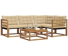 Lauko sofos komplektas su pagalve 5 pcs Natūralus ir bežinis