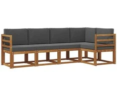 Sofa Lauko sofos komplektas su pagalve 5 pcs Natūralus ir antracitas