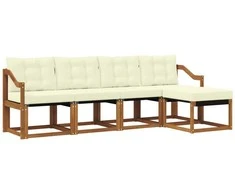 Lauko sofos komplektas su pagalve 5 pcs Natūralus ir grietinėlė