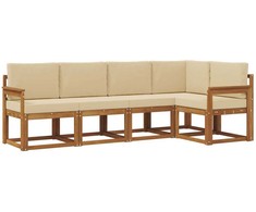 Sofa Lauko sofos komplektas su pagalve 5 pcs Natūralus ir bežinis
