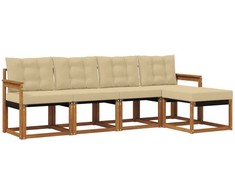 Lauko sofos komplektas su pagalve 5 pcs Natūralus ir bežinis