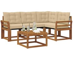 Lauko sofos komplektas su pagalve 5 pcs Natūralus ir bežinis