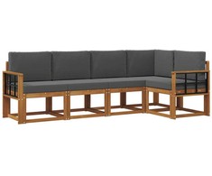 Lauko sofos komplektas su pagalve 5 pcs Natūralus ir antracitas